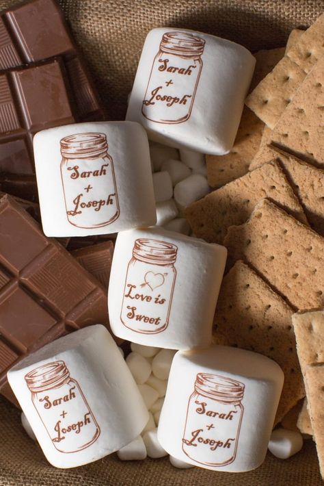 Smores Bar, Mason Jar Design, Cute Marshmallows, Boda Mexicana, S'mores Bar, Wedding Favors Cheap, S'mores, Unique Wedding Favors, Perfect Appetizers