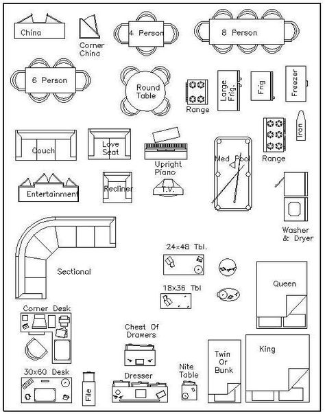 Free+Printable+Furniture+Templates Printable Furniture Templates, Printable Furniture, Floor Plan Symbols, Office Floor Plan, Interior Design Template, Interior Design Classes, Miniatures Diy, Tool Stands, Miniature Models