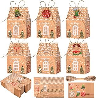 DIY Christmas Gifts Winter Baby Shower Themes, Christmas Goodie Bags, House Gift Box, Christmas Treats Boxes, Cookie Boxes, Shower Party Favors, Small Stickers, Candy Cookie, Holiday Party Favors