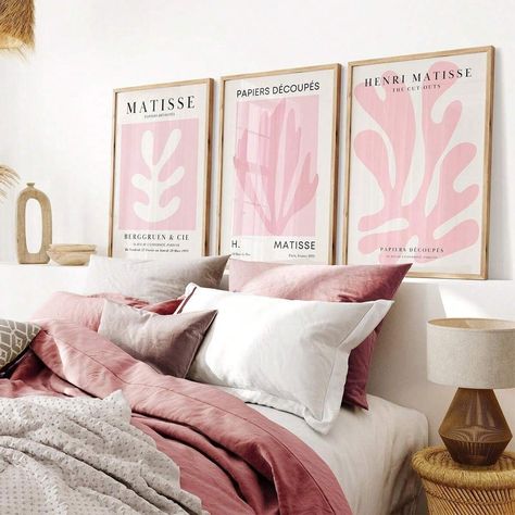 Set Of 3 Pink Matisse Abstract Leaf Wall Art Canvas Printings, Rouge Pink Matisse, Henri Matisse Printed Bedroom Poster, Pink Wall Art Lady, Pink Home Decor, Abstract Art Matisse Print, Pink Living Room Decoration, Pink Wall Art Aesthetics, Unframed | SHEIN USA Pink Matisse, Matisse Abstract, Murs Roses, Pink Wall Decor, Unique Gallery Wall, Matisse Print, Pink Living Room, Matisse Prints, Pastel Print