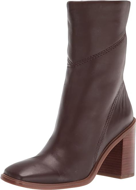 A most-loved mid-calf boot for women. These womens boots with high heels bring a chic touch to dressy and casual looks. Nappa leather, calf leather, suede or synthetic leather upper partially made from recycled materials. Side zip closure for ease. Square toe. Fashion seaming details. 7.17 inch shaft height, 9.84 inch circumference. Note: Measurements based on size 6 boot. Most Comfortable High Heels, Women's Mid Calf Boots, Madewell Boots, 90s Boots, Women Heel Boots, Brown Leather Heels, Leather Heeled Boots, Square Toe Boots, Slip On Boots