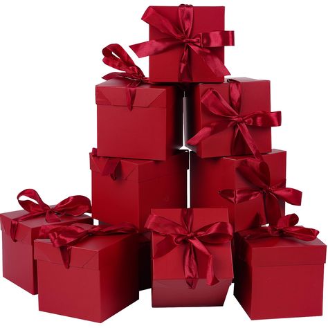 PRICES MAY VARY. Squared Gift Boxes: You will receive 12 6x6x6 inch square gift boxes with lids. Red Gift Boxes with Ribbon: Each box comes with a ribbon, which you can tie into a beautiful bow to surprise a friend or relative who receives your gift. Easy Storage: Our gift boxes fold flat for easy storage and are great for buying in bulk. Suitable for Various Occasions: Our gift boxes with lids are perfect for christmas, valentine’s day, wedding, bridal shower, baby shower, anniversaries, birthd Packing Party, Christmas Present Wrap, Best White Elephant Gifts, Company Christmas Party, Red Christmas Decor, Silver Christmas Decorations, Party Favors For Adults, Gift Boxes With Lids, Christmas Food Gifts