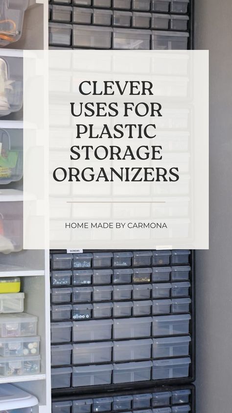 The best ways to organize with plastic storage containers... plus my favorite plastic organizers! | Home Made by Carmona #organization #clearorganizers Plastic Storage Containers, Acrylic Containers, Clear Bins, Storage Organizers, Clear Storage, Ways To Organize, Clear Container, Plastic Container Storage, Plastic Organizer