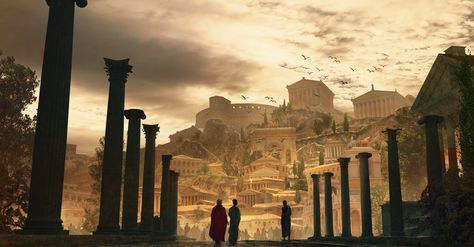 Roman empire, Marc Simonetti on ArtStation at https://www.artstation.com/artwork/gkNyx Roman Empire Wallpaper, Empire Wallpaper, Roman City, Games Design, Landscape Concept, Roman History, Fantasy City, Ancient City, Rome Travel