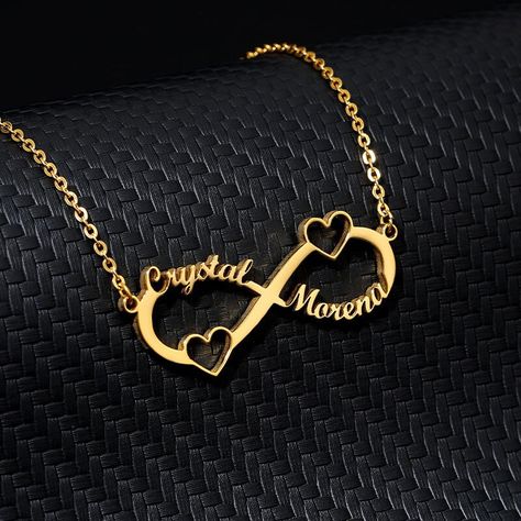 Custom Name Necklace for Women Gold Chain Infinity Pendant Necklace Personalized Name Necklace Jewelry Customised Jewellery, Locket Gold, Locket Design, Mommy Necklace, Infinity Pendant, Hand Pictures, Bracelet Simple, Frame Gallery, Jewelry Chain