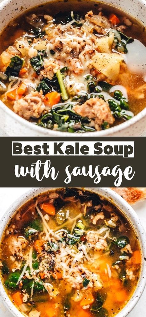 Sausage Soup Recipes Healthy, Soup Recipe With Sausage, Kale Vegetable Soup, Recipe Using Kale, Sausage Vegetable Soup, Kale And Bean Soup, Recipe With Sausage, Munchkin Time, Kale Soup Recipes