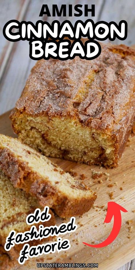 Amish Cinnamon Bread  for potluck Pinterest pin. Bisquick Banana Bread, Amish Cinnamon Bread, Amish Bread Recipes, Friendship Bread Recipe, Cinnamon Bread Easy, Amish Bread, Cinnamon Bread Recipe, Amish Friendship Bread, Friendship Bread