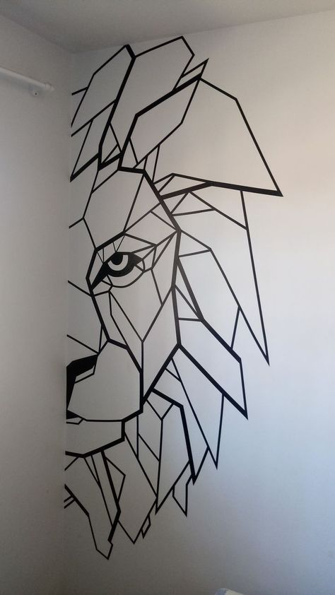 Diy Wall Painting, Room Wall Painting, Bedroom Wall Designs, Wall Painting Decor, Bedroom Wall Paint, Tape Art, Geometric Drawing, Wall Drawing, Wall Paint Designs