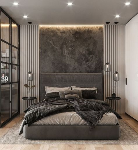 Bed Design Modern, Grey Bedroom, Luxury Bedroom Master, 아파트 인테리어, Bedroom Bed Design, Modern Bedroom Design, Small Room Bedroom, Wallpaper Bedroom, Design Living Room