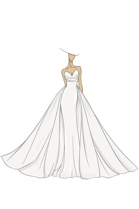 Bride Dress Drawing, How To Draw A Wedding Dress, Gown Sketch, Wedding Dress Sketches Design, Bride Sketch, Wedding Dresses Drawing, Bridal Dress Sketch, Wedding Dress Sketch, Wedding Gown Sketches Design