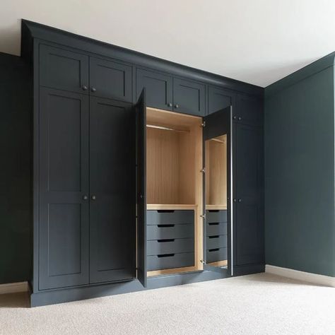 Fitted Wardrobes Inside, Fitted Shaker Wardrobes, Built-in Wardrobes, Diy Wardrobe Built In, Farrow And Ball Wardrobe, Wardrobe Ideas Built In, Bedroom Wardrobes Built In, Built In Bedroom Wardrobes, In Built Wardrobe