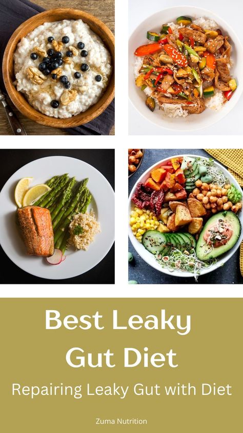 Diet For Leaky Gut, Repair Gut Health, Leaky Gut Grocery List, Recipes For Leaky Gut Diet, Repair Leaky Gut, Leaky Gut Meals, Leaky Gut Healing Smoothies, Gut Health Oatmeal, Food Gut Health