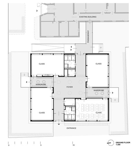 Image 15 of 20 from gallery of Elementary School Baslergasse / KIRSCH Architecture. Floor Plan Elementary School Architecture, School Floor Plan, Residential Architecture Plan, Workshop Plans, Student Plan, Plans Architecture, School Plan, Dance School, Education Architecture