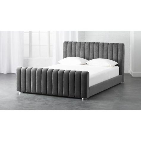 Gray Channel Tufted Velvet Bed Simple Bed Designs, Bed Back Design, Bed Headboard Design, Bed Design Modern, Simple Bed, Bedroom Bed Design, Velvet Bed, Bed Furniture Design, Bedroom Furniture Design