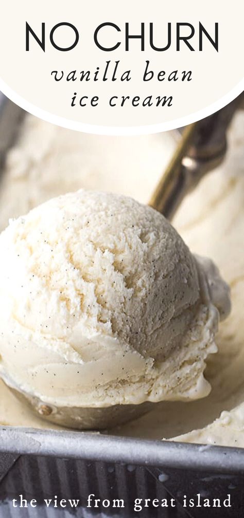 No Churn Vanilla Bean Ice Cream --- this recipe is a game changer for anybody who craves homemade ice cream but lacks the special equipment. #easy #recipe #icecream #vanilla #nochurn #frozen #vanillabean #dessert #glutenfree #summer #recipe #homemade #natural #fromscratch Vanilla Bean Ice Cream Recipe, Vanilla Bean Recipes, Bean Ice Cream, Homemade Vanilla Extract, Yogurt Ice Cream, Homemade Vanilla Ice Cream, 3 Ingredient Recipes, Vanilla Beans, No Churn Ice Cream