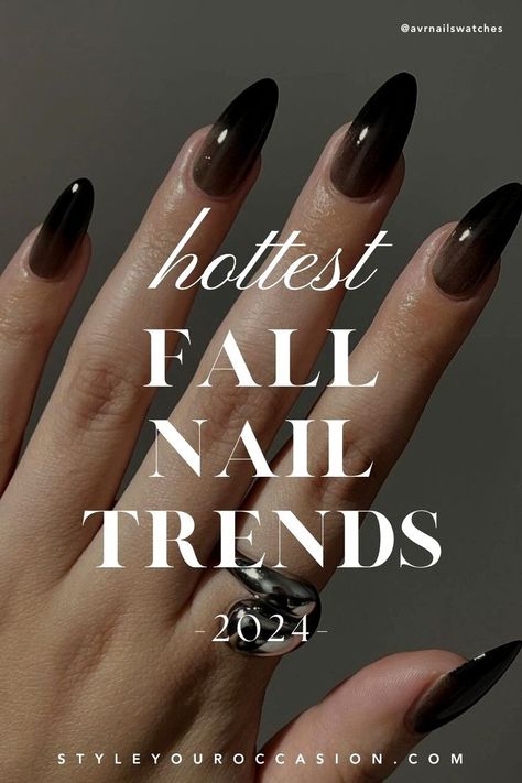 Fall 2024 Nail Trends. Searching for trendy fall nail design ideas for 2024? Look no further! Explore the latest fall nail trends we're loving right now. From chic and simple autumn nail designs to brown nails or acrylic nails, we've got all the inspiration you need for pretty nails this fall. Casual nails, classy nails, trendy nails Nail Fall 2024 Trends, Pretty Brown Nails Acrylic, Fall 2024 Manicure, 2024nail Trend, Nail Designs Sns, Fall Nails Trendy 2024, Autumn Nails 2024 Trends, Black And Brown Nails Design, Nail Trends Fall 2024