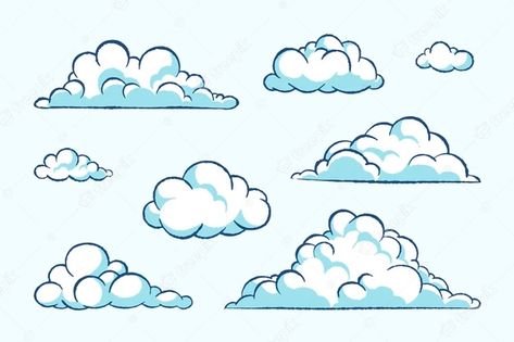 Puffy Clouds Drawing, Fluffy Cloud Drawing, Clouds Cute Drawing, Cloud Simple Drawing, Cloud Cute Drawing, Fluffy Clouds Drawing, Cloud Illustration Drawing, Clouds Drawing Aesthetic, How To Draw A Cloud