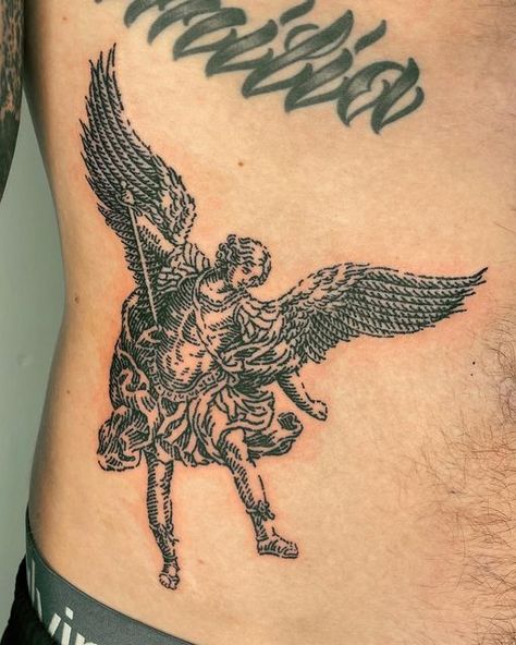 Anh Đan on Instagram: "Archangel for Thomes Custom work on renaissance art Tks for your trust 🙏🏿😍 Done at @kamehouse.sg  . I accept commissions designs for those who are far away from me.  Contact me directly to buy or get permission to use my artworks ✍🏻  #engravingtattoo #tattoo #engraver #woodcuttattoo #engravertattoo #blacktattooflash #koreantattoo  #etchingtattoo #etching #lineworktattoo #linework #medieval #tokyotattoo #blackwork #medievalart #medievaltattoo #woodcut #blackworker #saigontattoo #vietnamtattoo #bangkoktattoo #balitattoo #tokyotattoo #hcmctattoo #hanoitattoo #singaporetattoo #hongkongtattoo #taiwantattoo #shanghaitattoo #55volt" Dragon Hand Tattoo, Prince Tattoos, Archangel Tattoo, Etching Tattoo, Woodcut Tattoo, Medieval Tattoo, Engraving Tattoo, Sigil Tattoo, C Tattoo