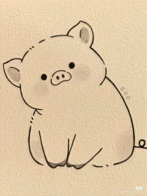 Drawing Ideas Animals Sketches Easy, Pig Drawing, Cute Easy Doodles, Cute Sketches, Easy Doodles Drawings, Easy Drawings Sketches, Cute Doodles Drawings, Cute Doodle Art, Cute Cartoon Drawings