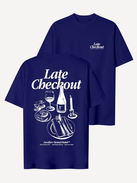 Lilac oversized Late Checkout T-shirt in soft cotton jersey. A relaxed, loose fit with dropped shoulders and a boxy shape. / #Classy_Tshirt #Coffee_Tshirt_Design #Coffee_Shop_Shirt #Minimalist_Tshirt_Design Simple Tshirt Design Ideas, Classy Tshirt, Minimalist Tshirt Design, Minimal Shirt Design, Pool Hall, The Cult, Coffee Shirts, Green Tshirt, Bottle Green