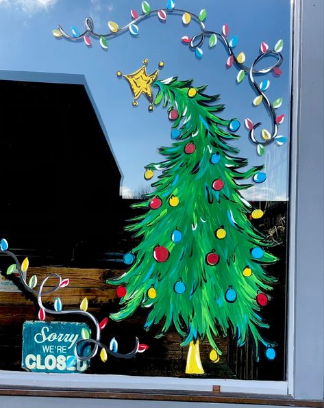 Cute Window Painting Ideas, Christmas Art On Windows, Winter Window Art Preschool, Snowman Peeking In Window, Christmas Painting On Glass Window, December Window Art, Window Cristhmas Drawing, Festive Window Painting, Painted Window Christmas