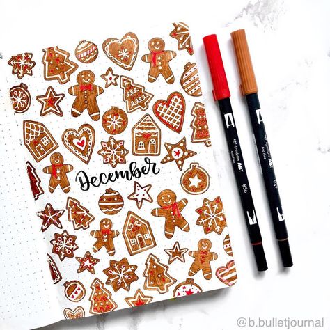 December cover page! My theme this month is - gingerbread ❤️ (Tombow colours - 947 & 856)———————————————————————— ————————————————————————… December Bullet Journal Cover, December Cover Page, Sweet December, Crafts By Month, Bullet Journal Christmas, December Bullet Journal, Bullet Journal Cover, Bullet Journal Set Up, Bullet Journal 2019