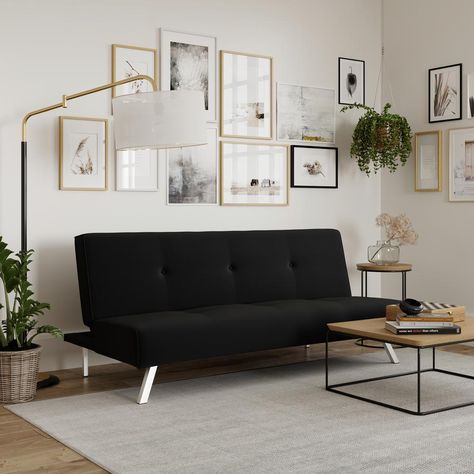 Futon Living Room Ideas Apartments, Futon Living Room Ideas, Office Futon, Airbnb Aesthetic, Futon Room, Futon Living, Black Futon, Sofa Futon, Futon Living Room