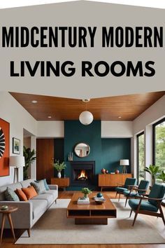 Embracing the Past: Midcentury Modern Living Room Inspirations - West Magnolia Charm Mid Century Modern Den Ideas, Mid Century Modern Theater Room, Contemporary Mcm Living Room, Funky Mid Century Modern Living Room, Mid Century Modern Blue Living Room, Mcm Sitting Room, Midmod Living Room, Mcm Design Interiors, Blue Mid Century Modern Living Room