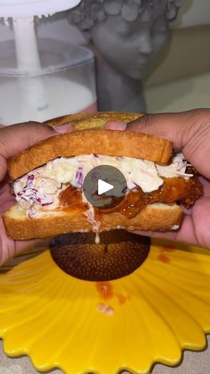 Honey Coleslaw, Nashville Hot Chicken Sandwich Recipe, Hot Honey Chicken Sandwich, Honey Chicken Sandwich, Franks Hot Sauce, Hot Chicken Sandwiches, Chicken Bouillon, Homemade Coleslaw, Nashville Hot Chicken