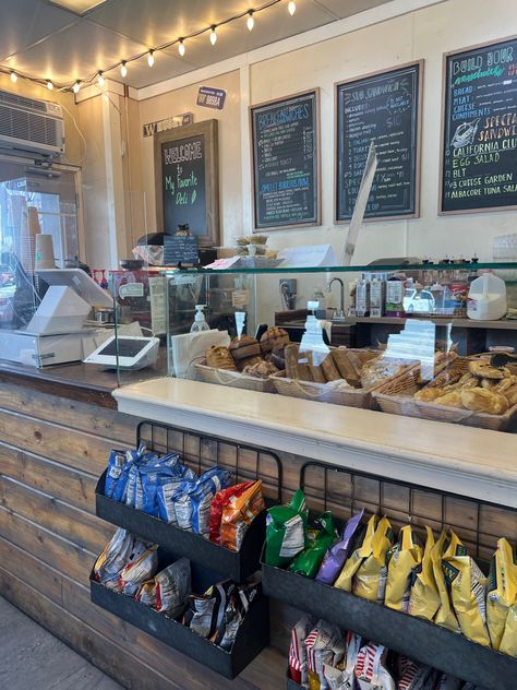 Grab And Go Cafe Design, Deli Decor Ideas, Clothing Store With Coffee Shop, Sandwich Coffee Shop, Deli Shop Ideas, Food Displays Cafe, Grab And Go Coffee Shop, Cafe Retail Display, Small Town Coffee Shop Interior