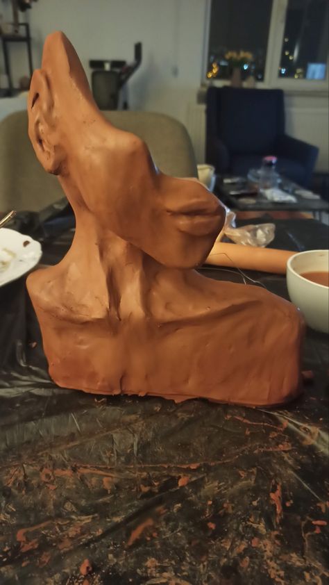 I made it with love. Clay is a detox method for me. When I started, then clay is shaping later some minutes I feel a creative power in my deep heart. So it is very special to me. 🤍 Sculpture Woman, Anime Canvas Painting, Advanced Ceramics, Bust Sculpture, Abstract Art Painting Diy, Half Face, Art Women, Pottery Crafts, Diy Pottery