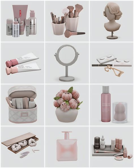 Sims 4 Vanity Essentials CC Finds The Sims 4 Cc Make Up Collection, Sims 4 Custom Furniture, Makeup Set Sims 4 Cc, Make Up Clutter Sims 4 Cc, Sims 4 Cc Makeup Build Mode, Cc Furniture The Sims 4, Sims 4 Make Up Decor, Sims 4 Cc Small Dining Table, Bathroom Decor Cc Sims 4