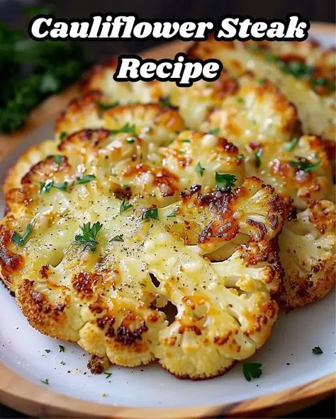 Cheesy Cauliflower Steaks - Greenku Recipes Best Cauliflower Recipes Healthy, Tricolor Cauliflower Recipes, Vegetarian Dinner Cauliflower, Cheesey Cauliflower Steaks, Cheesy Cauliflower Steak, Cauliflower Steaks Air Fryer Recipes, Easy Tasty Vegetable Recipes, Healthy Cauliflower Steaks, Cauliflower Slices Roasted