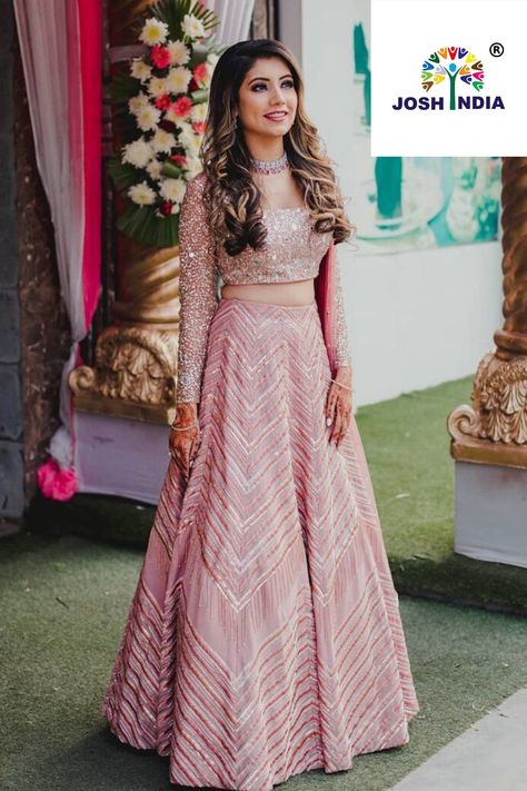 Simple designer pink lehenga for bride or groom sister. Indian Wedding Dress Modern, Orang India, Engagement Dress For Bride, Baju Kahwin, Pengantin India, Indian Wedding Gowns, Indian Outfits Lehenga, Wedding Lehenga Designs, Indian Bride Outfits