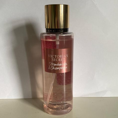 Victoria’s Secret Strawberries and Champagne body... - Depop Strawberries And Champagne Victoria, Vs Strawberries And Champagne, Strawberry And Champagne Victoria Secret, Victoria Secret Strawberry, Vistoria Secret, Viktoria Secret, Strawberries And Champagne, Strawberry Perfume, Original Y2k