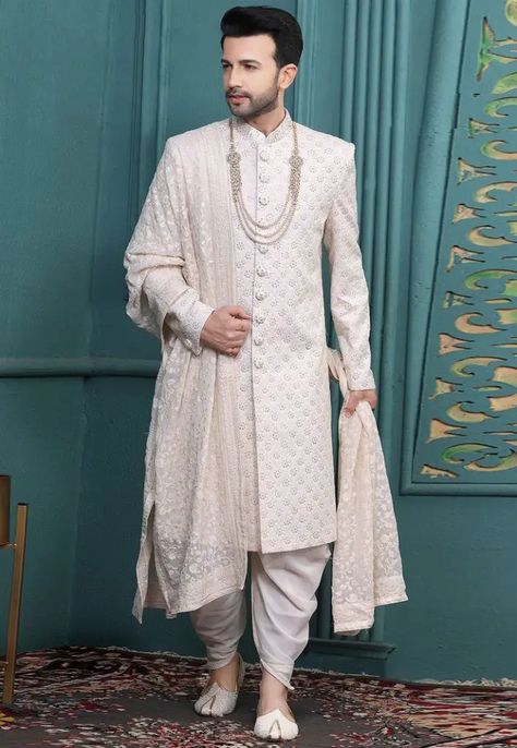 Explore Top 20 Men's Wedding Attire Indian Styles for 2024 - Luxurious & Traditional Outfits Engagement Dress For Groom, Wedding Matching Outfits, Indian Groom Dress, Indian Wedding Clothes For Men, Groom Sherwani, Sherwani For Men Wedding, Wedding Kurta For Men, Groom Dress Men, Wedding Outfits For Groom