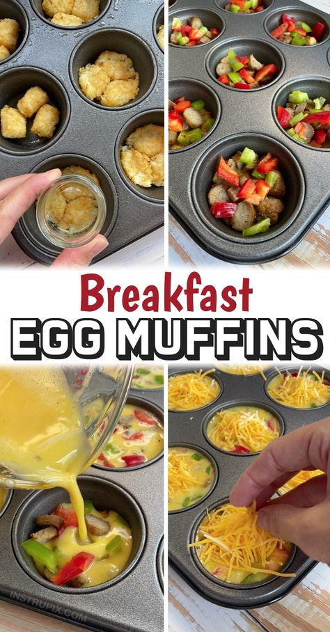 Egg Muffins With Hashbrown Crust, Breakfast Muffins With Tater Tots, Tater Tot Muffin Cups Eggs, Tator Tot Recipes Breakfast, Tater Tot Breakfast Cups, Tater Tot Egg Cups, Tator Tot Muffin Breakfast, Healthy Breakfast Finger Foods, Tater Tot Egg Muffins