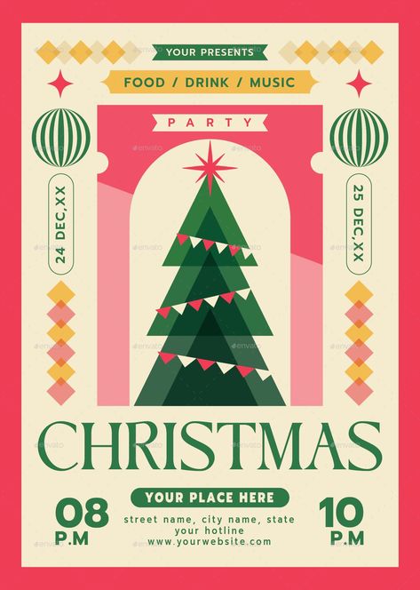 Christmas Party Flyer Gingerbread House Graphic Design, Christmas Bazaar Poster, Christmas Event Poster Graphic Design, Christmas Poster Graphic Design, Logo Christmas Design, Christmas Flyers Ideas, Christmas Festival Poster, Christmas Campaign Ideas, Christmas Event Flyer