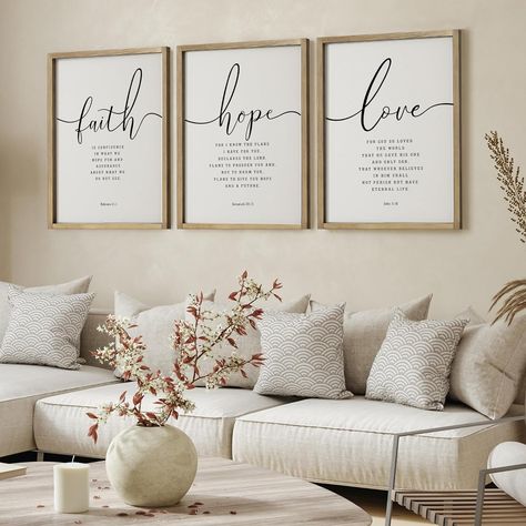 Amazon.com: Houmury Set of 3 Framed Farmhouse Bible Verses Wall Decor Sign 11”x14” Christian Faith Scripture Wall Art for Home Living Room Bedroom Wall Decor (11"x14" Brown): Posters & Prints Bible Verse For Home Decor, Bible Verse Bedroom Wall Art, Bible Verse Wall Decor Living Room, Christian Home Decor Living Room, Diy Scripture Wall Art, Christian Room Decor Aesthetic, Bedroom Photo Wall Ideas, Christian Signs For Home, Christian House Decor