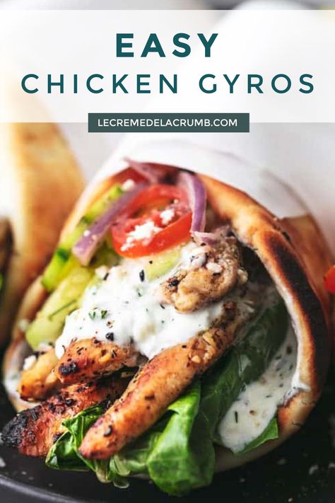 Gyro Platter Recipe, Gyro Platter, Easy Chicken Gyros, Chicken Pita Recipes, Greek Chicken Pita, Gyros Pita, Chicken Gyro Recipe, Chicken Gyro, Pita Recipes