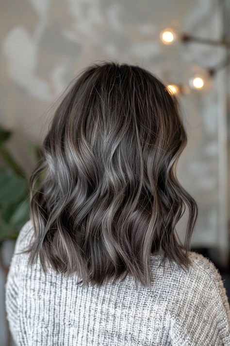 Highlights In Ash Brown Hair, Ideas For Brown Hair Color, Winter Ash Brown Hair, Fall Hair Colors Ash Brown, Ashy Dark Brown Hair Balayage Short, Low Maintenance Ash Blonde Balayage, Low Maintenance Ash Brown Hair, Ash Tone Highlights For Dark Hair, Medium Brown Hair Ash