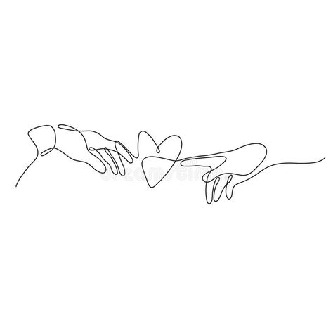 Line Tattoo Woman Silhouette, Aesthetic Love Symbols, Line Art Design Friends, Line Art Drawings Self Love, Love Line Art Simple, Continuous Line Heart Tattoo, Line Art Two Women, One Line Love Drawing, Single Line Hand Tattoo