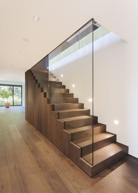 House in Zurich by Meier Architekten | HomeAdore Glass Stairs Design, Stairs Railing, Staircase Design Modern, Stairs Design Interior, Railing Ideas, Glass Stairs, Wood Staircase, Glass Staircase, Stairway Design