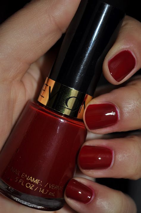 Revlons Valentine Nail Polish. I wear this every fall because it just reminds me of the holiday season! Revlon Nail Polish Swatches, Revlon Red Nail Polish, Maybelline Nail Polish, Nail Polish Ideas Easy, Revlon Nail Polish, Nail Swatches, Valentine Nail, Fashion Minimal, Valentine Nail Art