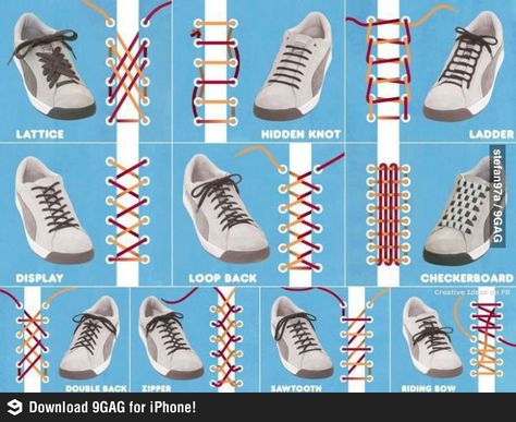 How to tie your shoes in style Ways To Tie Shoelaces, Ways To Lace Shoes, How To Tie Shoes, Creative Shoes, Shoe Lace Tying Techniques, Green Converse, Tie Shoelaces, Pattern Steps, Shoe Lace Patterns