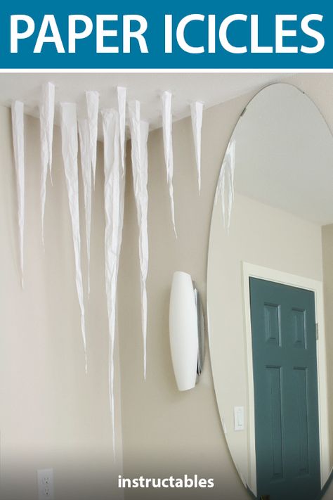 Paper Icicles, Frozen Bedroom, Cute Frozen, Frozen Room, Snow Travel, Cold Christmas, Winter Wonderland Decorations, Frozen Christmas, Birthday Table Decorations