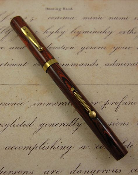 Waterman Fountain Pen, circa 1920s - Woodgrain Hard Rubber, Gold Trim, USA, Fountain Pens Aesthetic, Antique Fountain Pen, Vintage Fountain Pen, Ink Pen Aesthetic, Fountain Pen Aesthetic, Pen Photography, Pens Aesthetic, Pen Aesthetic, Waterman Fountain Pen