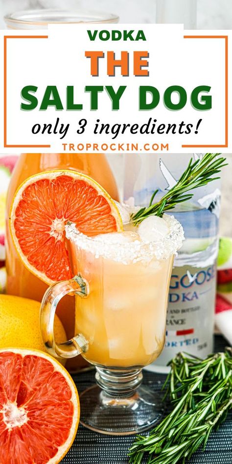 Salty Dog Drink, Grapefruit Vodka Drinks, Easy Vodka Cocktails, Grapefruit Juice Cocktail, Salty Dog Cocktail Recipe, Grapefruit Cocktail Recipes, Vodka Drinks Easy, Classic Vodka Cocktails, Grapefruit Drink