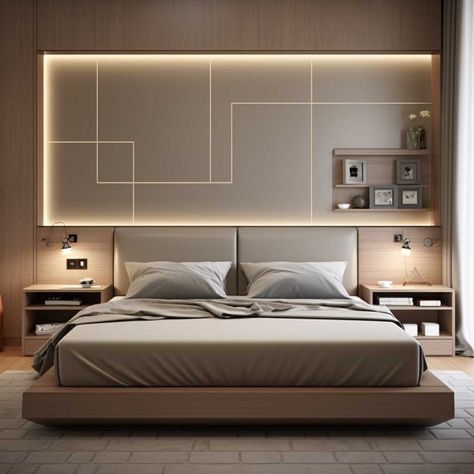 Brighten Your Space with Small Bedroom LED Panel Design • 333+ Images • [ArtFacade] Led Panel Design, Bedroom Ideas Luxury, Bedroom Design Styles, Wardrobe Minimalist, Unique Bedroom Design, Bed Headboard Design, Luxury Bedroom Furniture, Bedroom Led, Wall Panels Bedroom