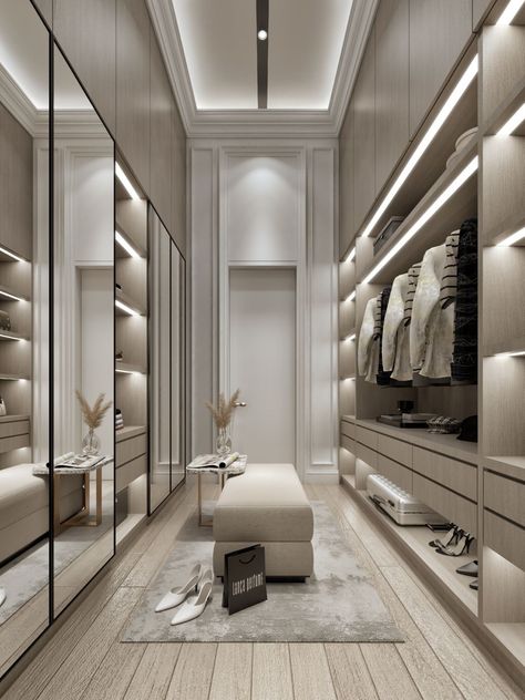 A Walk In Closet, Beautiful Bed Designs, Walking Closet, Dream Closet Design, Walk In Closet Design, Closet Design Layout, Luxury Closets Design, Modern Luxury Bedroom, Closet Decor